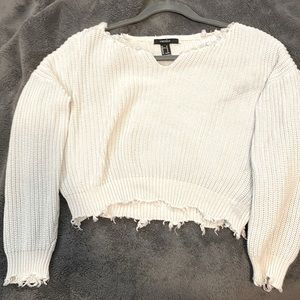Forever 21 white knitted crop sweater women’s small